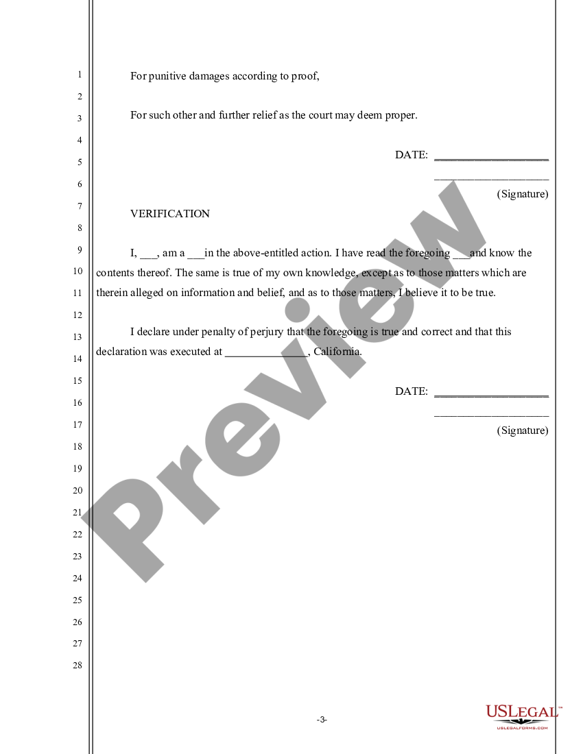 California Complaint For Unfair Business Practices Us Legal Forms