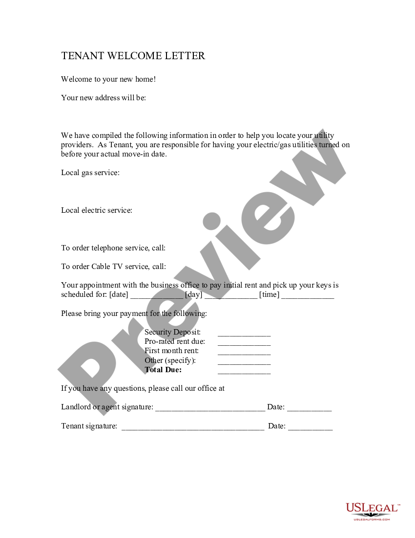 Commercial Tenant Welcome Letter For Holiday Us Legal Forms