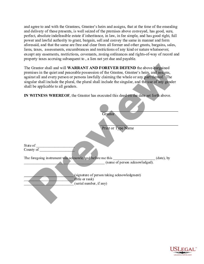 Colorado Warranty Deed From Individual To Two Individuals As Joint