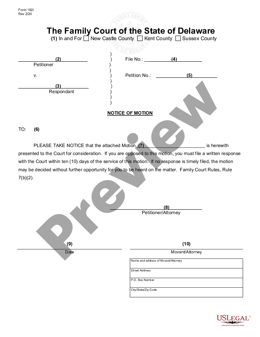 Delaware Motion For Temporary Visitation Delaware Emergency Custody