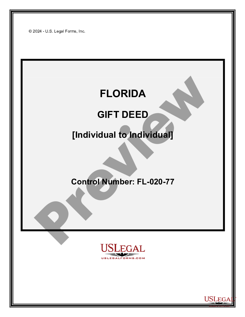 Gainesville Florida Gift Deed For Individual To Individual Gift Deed