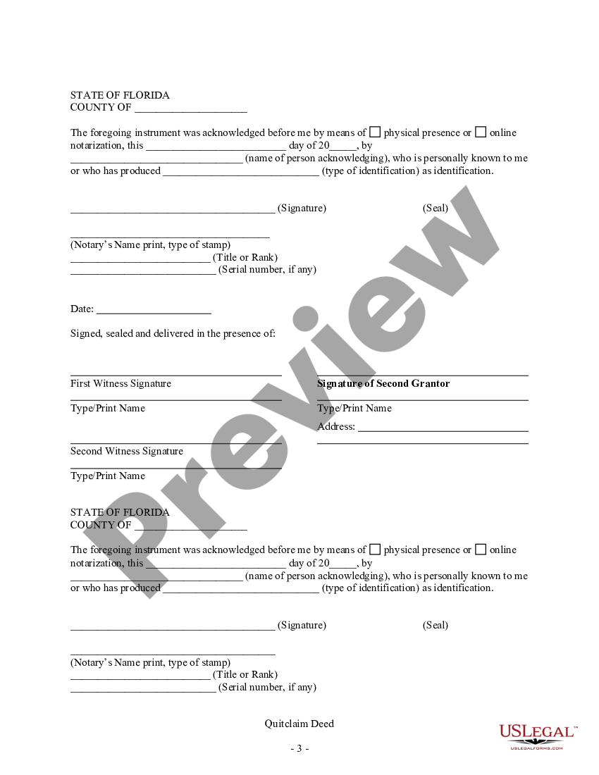 Florida Quitclaim Deed By Two Individuals To Husband And Wife Fl Deed