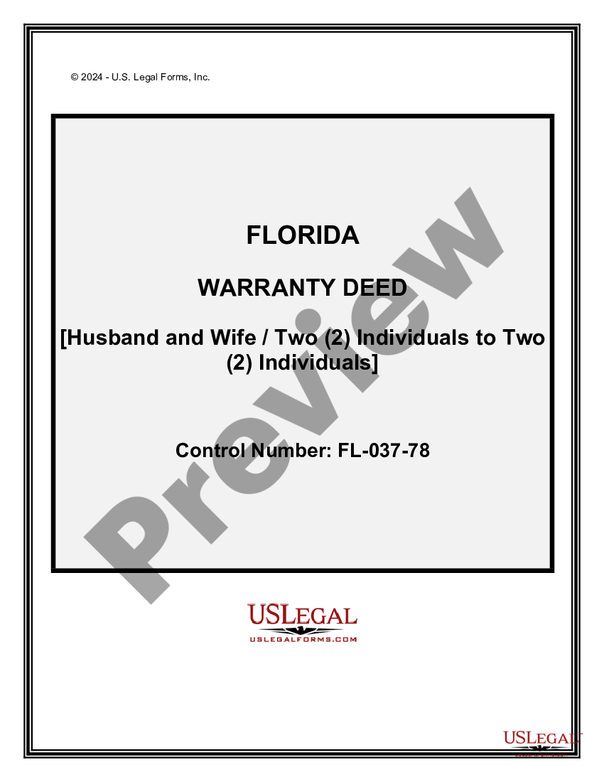 Hialeah Florida Warranty Deed Husband And Wife Or Two Individuals To Two Individuals Us