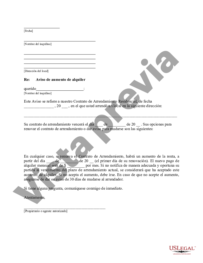 Florida Carta del propietario al inquilino sobre la intención de