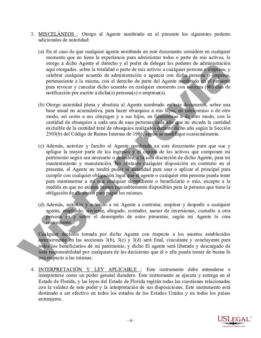 Coral Springs Florida Poder General Duradero Para Bienes Y Finanzas O