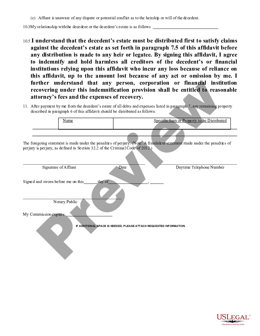 Illinois Small Estate Affidavit For Estates Under 100 000 Small