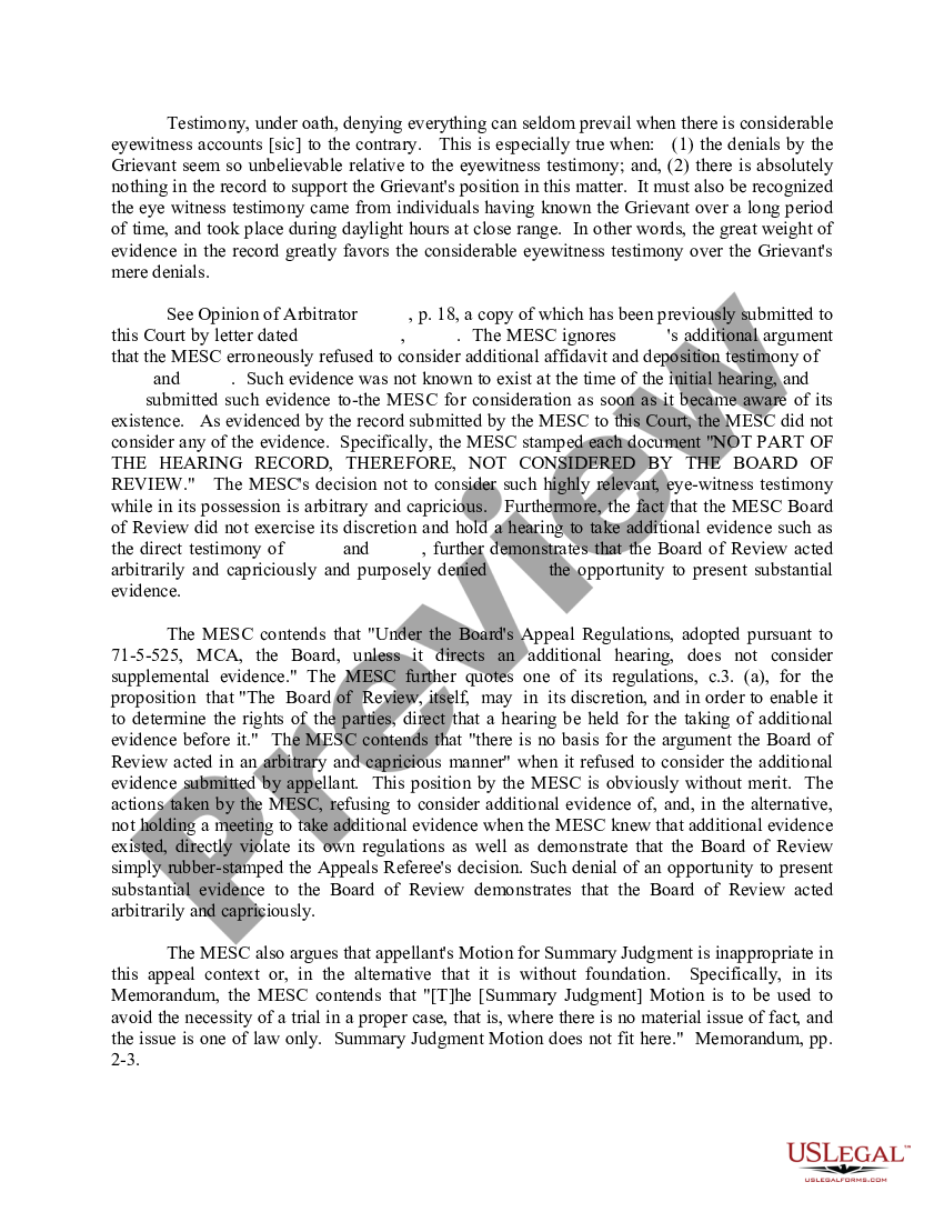 Mississippi Rebuttal Memorandum Supporting Summary Judgment Motion Us