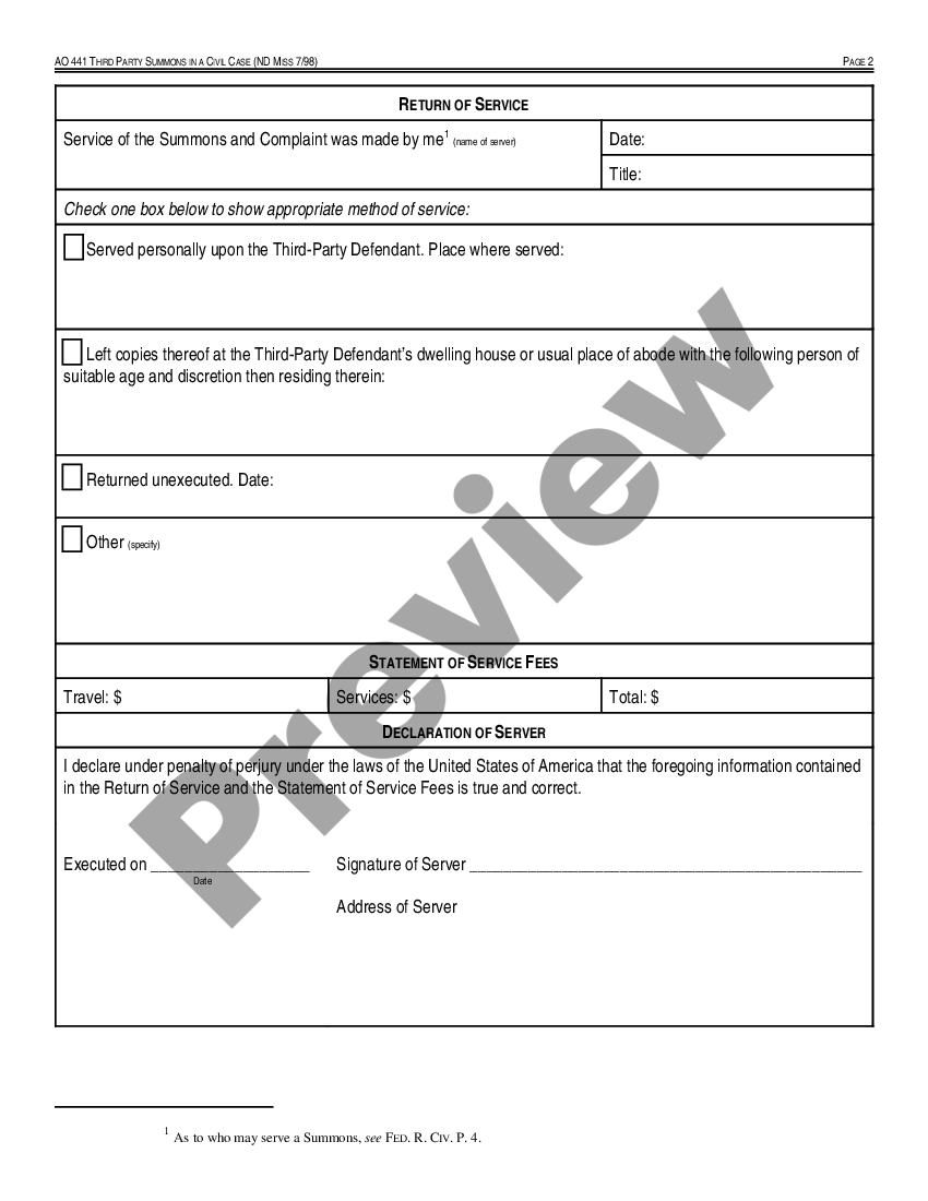 Third Party Summons Form Us Legal Forms