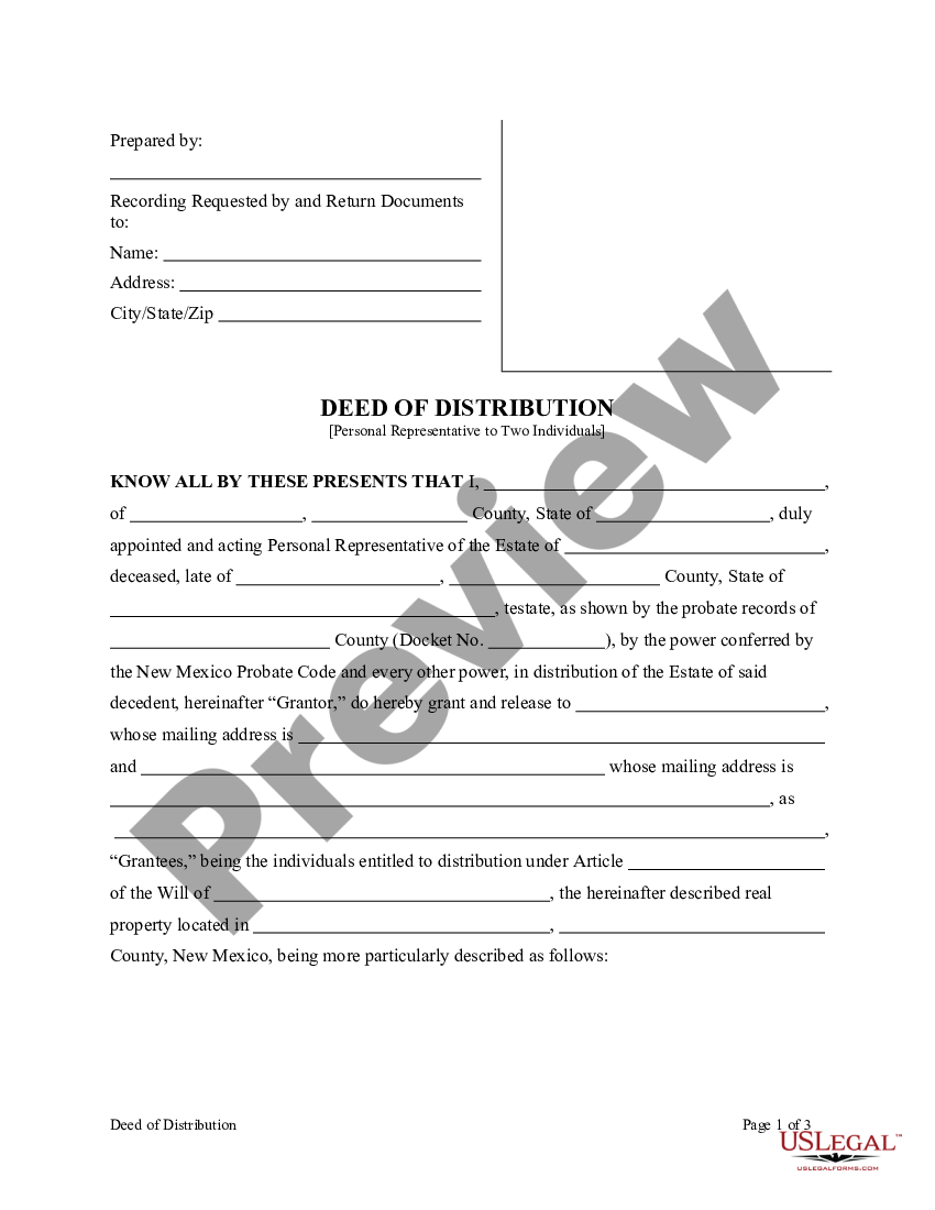 Personal Representative Deed Form New Mexico Us Legal Forms