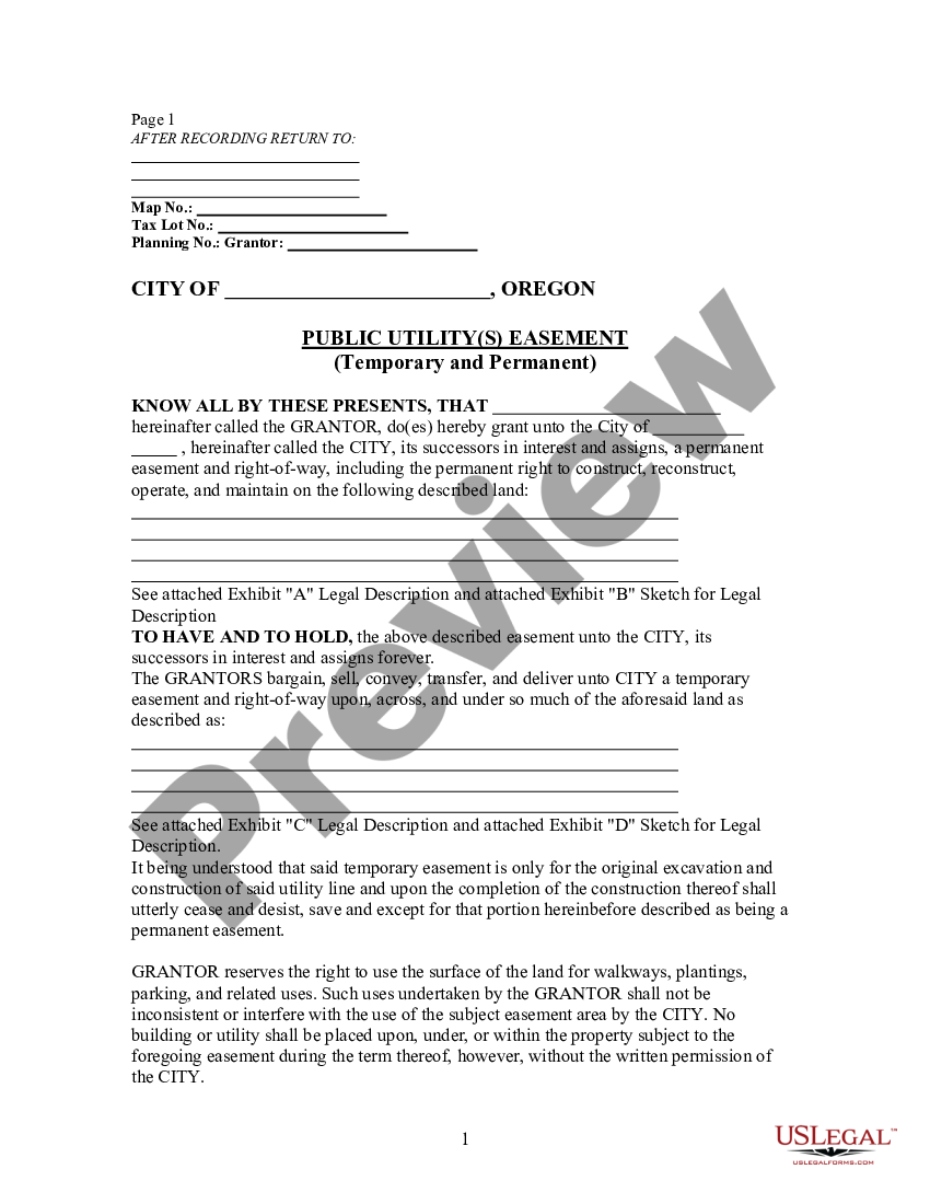 Utility Easement On Your Property US Legal Forms