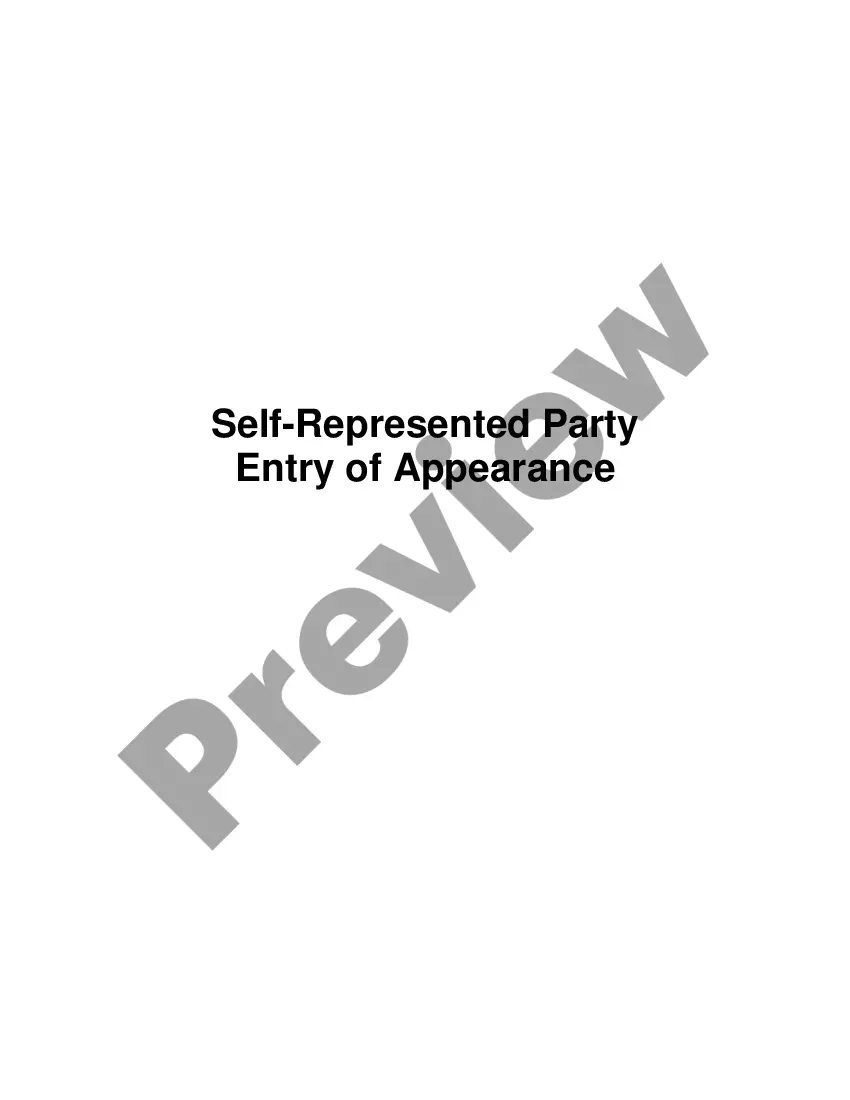 Pennsylvania Self Represented Party Entry Of Appearance Entry Of