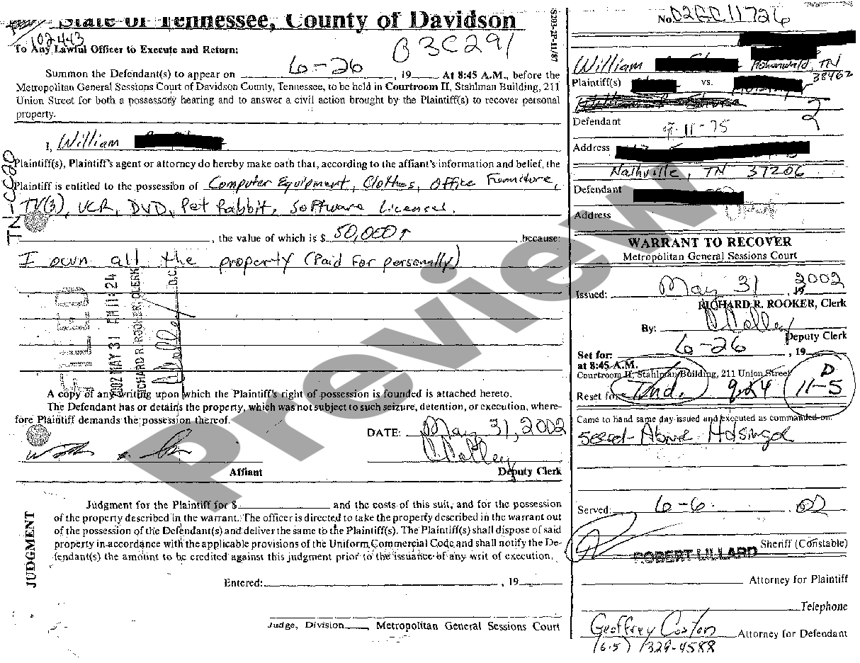 Tennessee Judgment Us Legal Forms