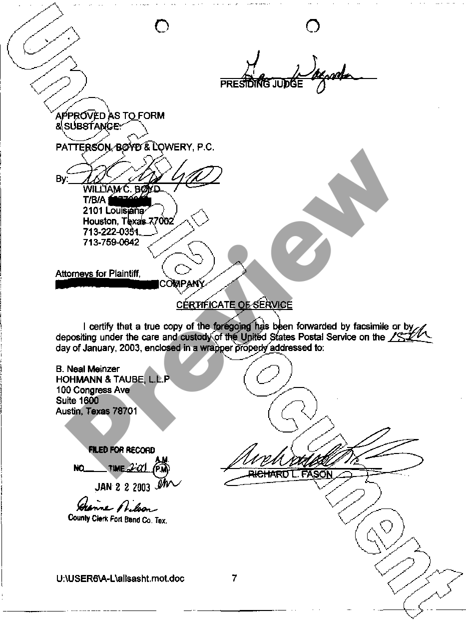 Fort Worth Texas Order Setting Aside Dismissal Us Legal Forms