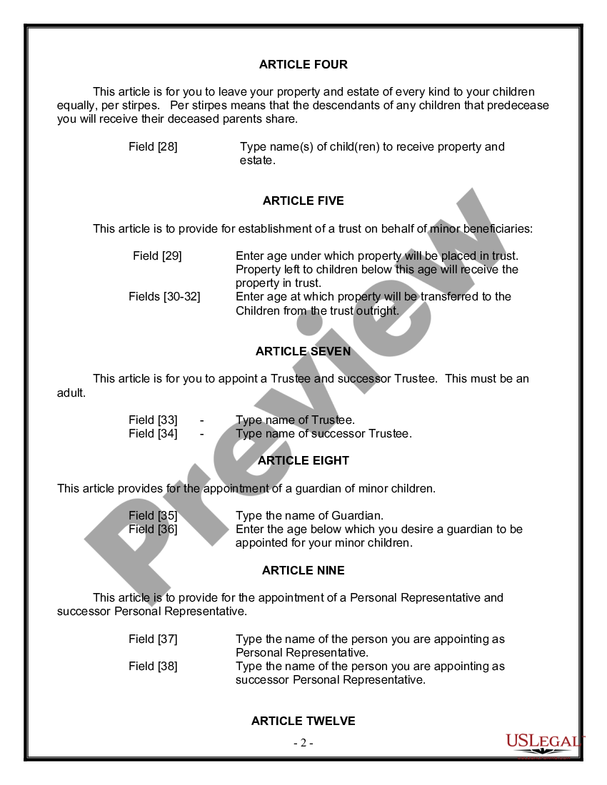 Texas Legal Last Will And Testament Form For Single Person With Adult