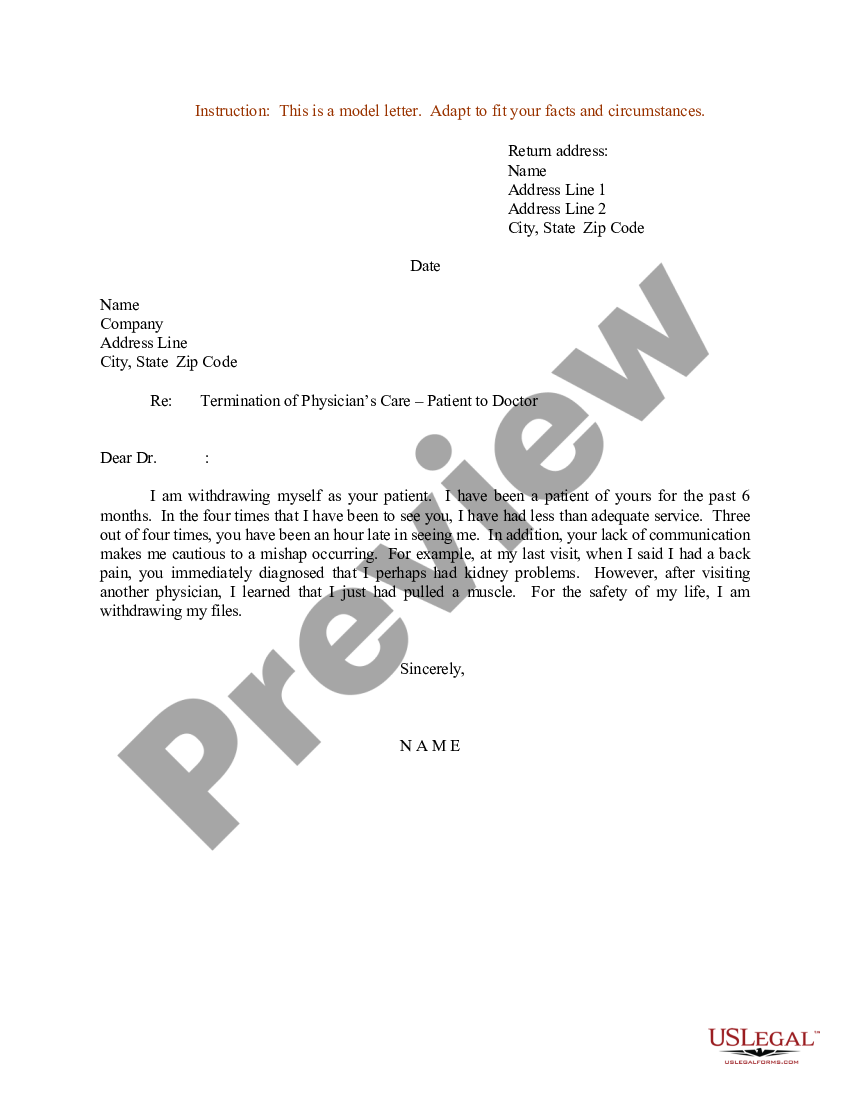 Alaska Sample Letter For Termination Of Physician S Care Sample