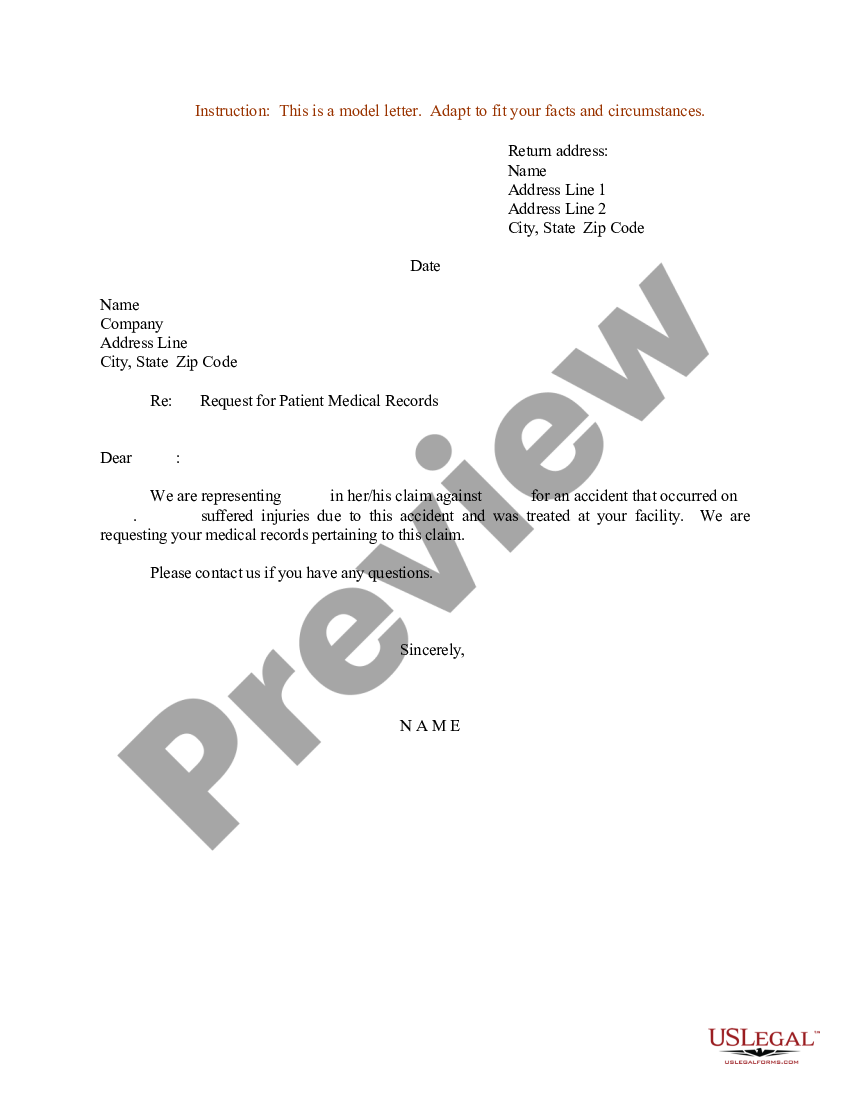 Delaware Sample Letter For Request For Patient Medical Records