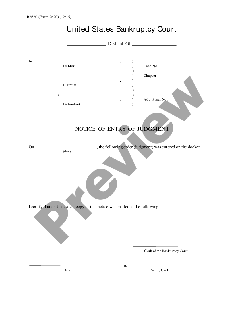 Notice Of Entry Of Judgment US Legal Forms