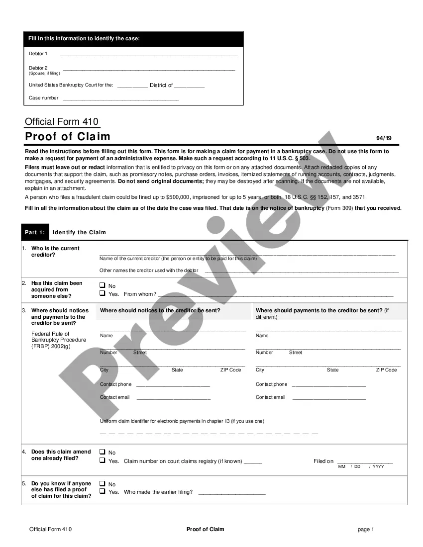 Bankruptcy Proof Of Claim Form Form Proof Of Claim Example