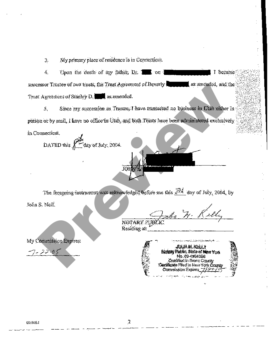 Salt Lake City Utah Affidavit In Support Of Motion To Dismiss Verified