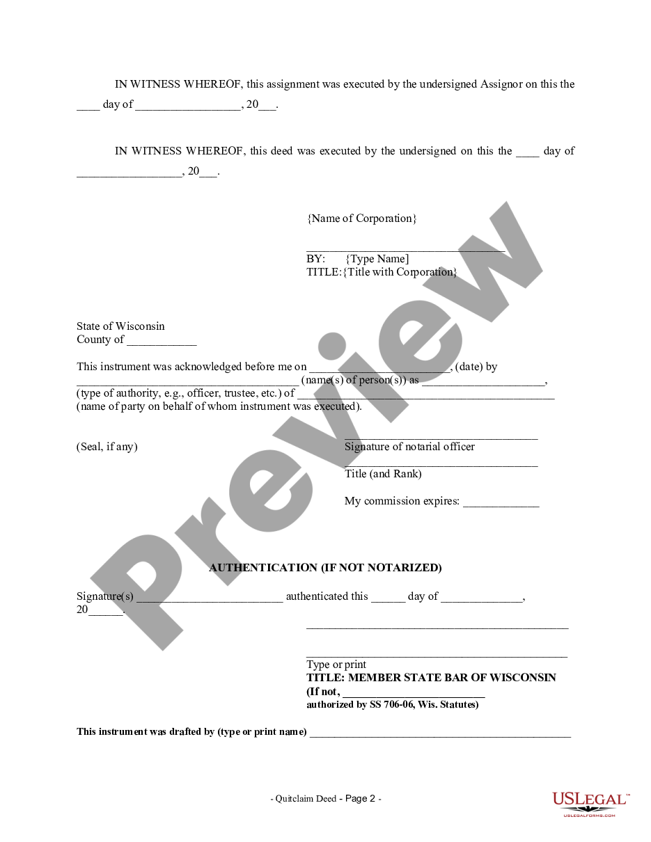 Instructions For Wisconsin Quit Claim Deed Us Legal Forms