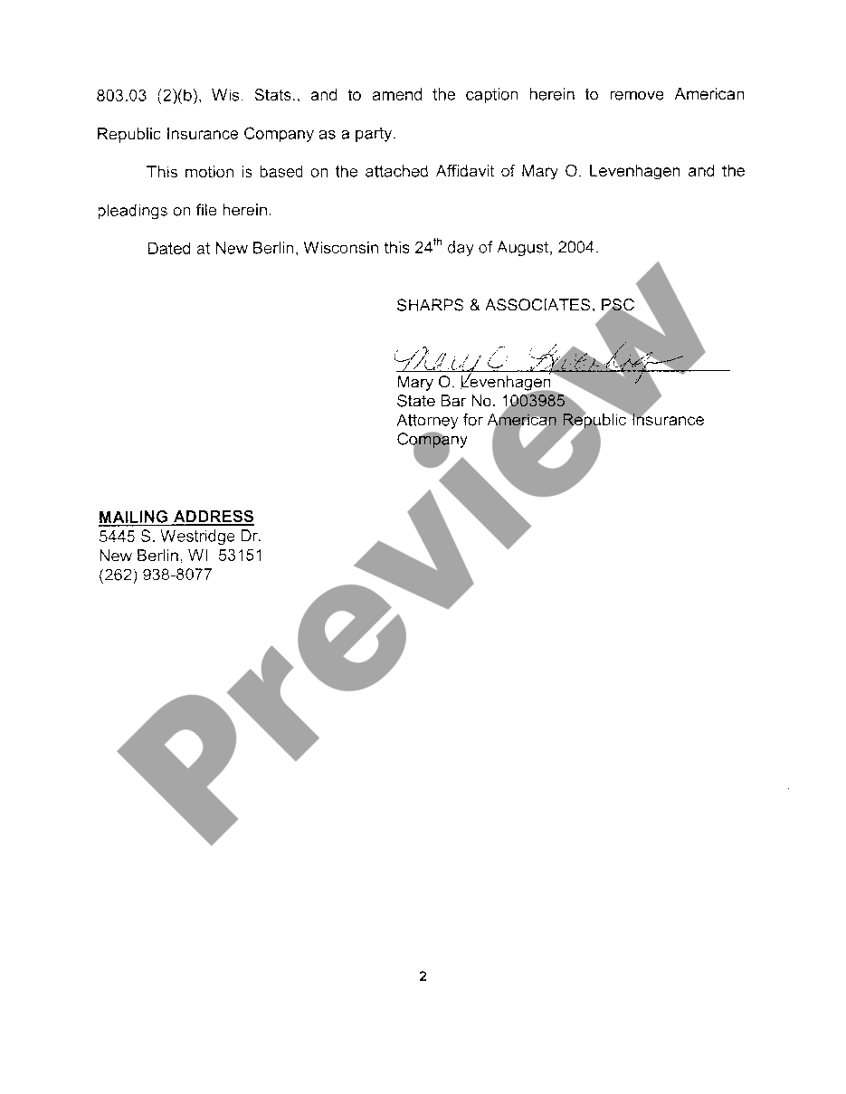 Wisconsin Notice Of Motion And Motion To Dismiss Wisconsin Motion To