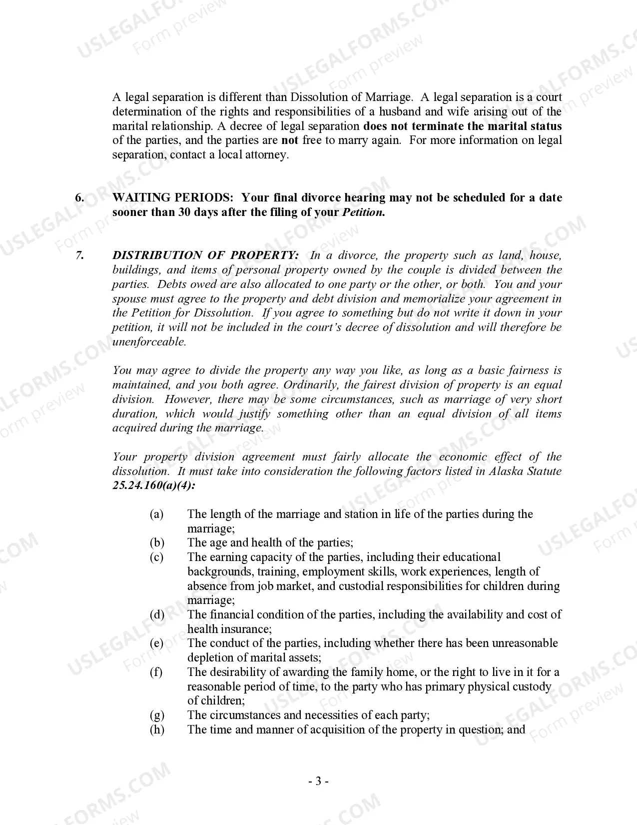 Preview Alaska No-Fault Uncontested Agreed Divorce Package for Dissolution of Marriage with Adult Children and with or without Property and Debts