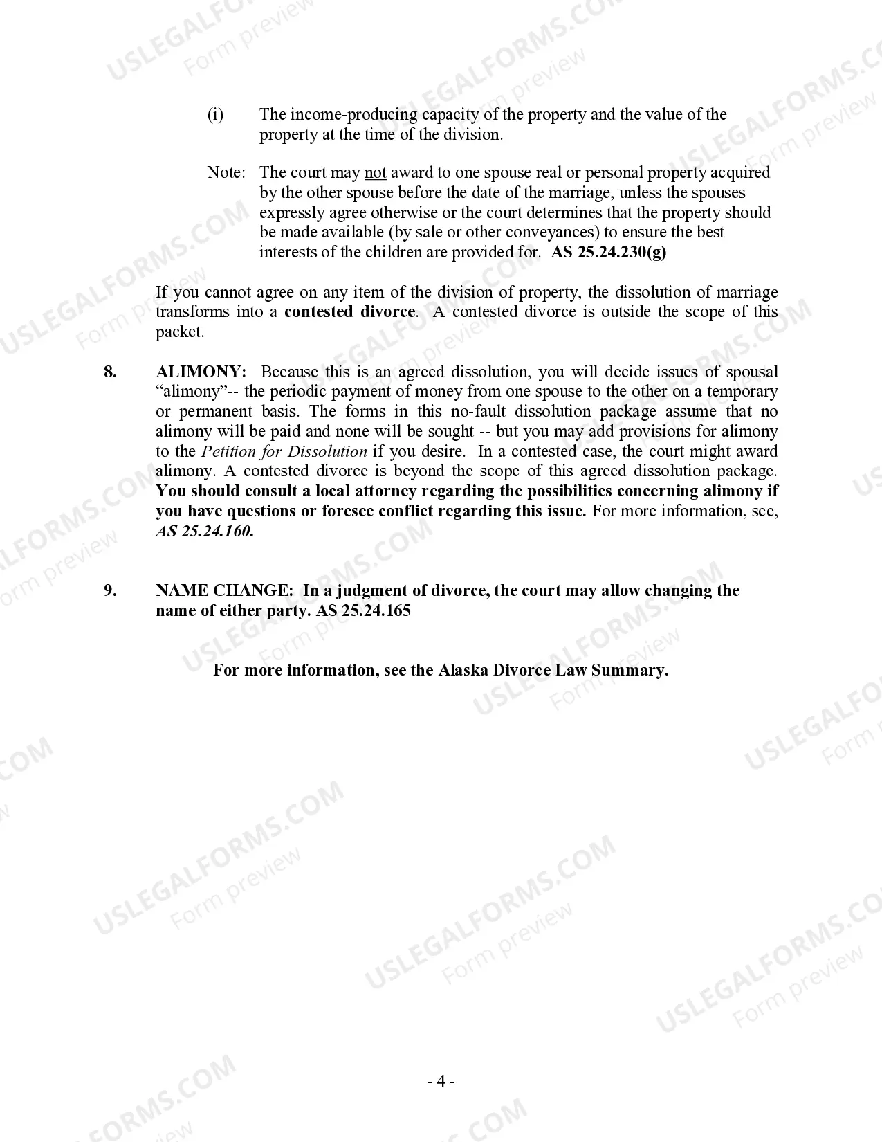 Preview Alaska No-Fault Uncontested Agreed Divorce Package for Dissolution of Marriage with Adult Children and with or without Property and Debts