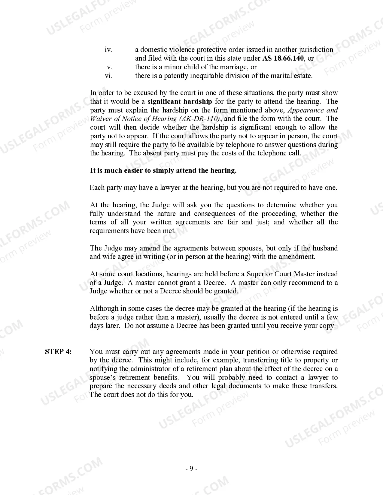 Preview Alaska No-Fault Uncontested Agreed Divorce Package for Dissolution of Marriage with Adult Children and with or without Property and Debts