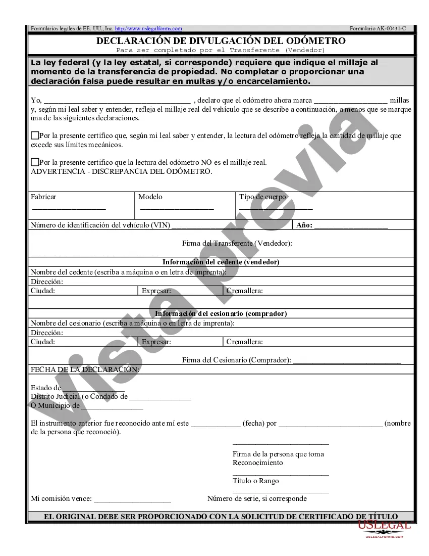 Preview Factura de venta de automóvil o vehículo, incluida la declaración del cuentakilómetros y el pagaré