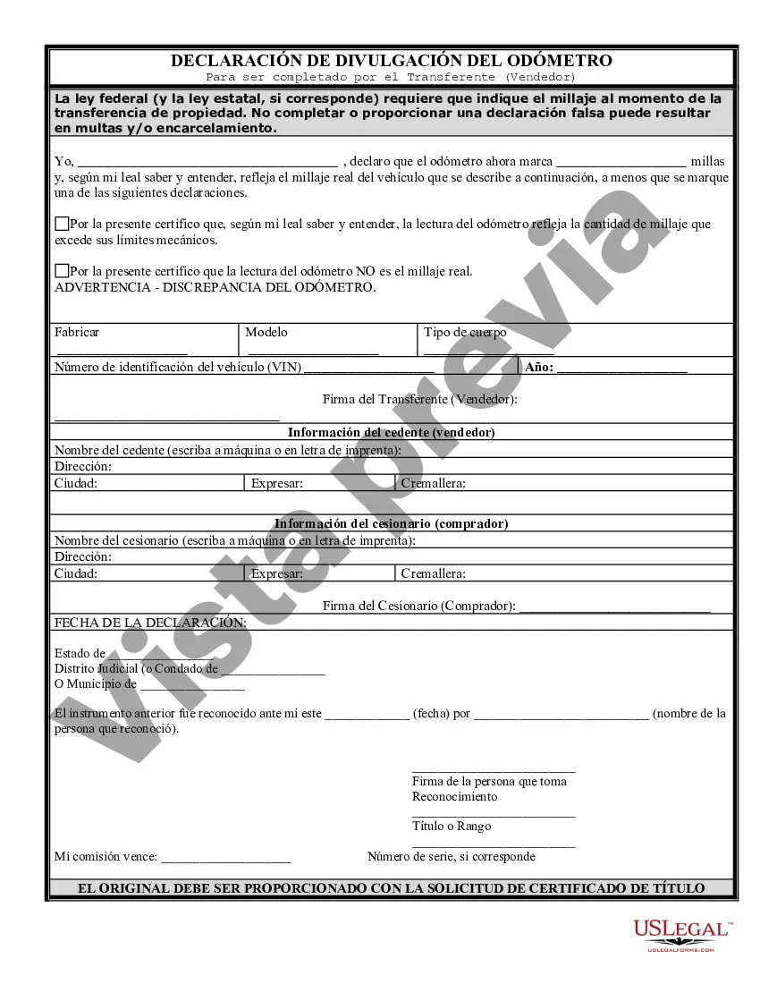 Preview Factura de venta de automóvil y estado de cuenta del odómetro para la venta tal como está