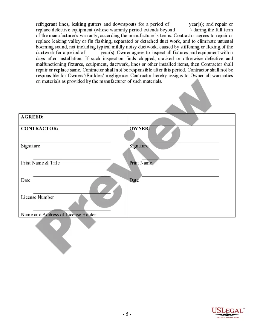 Preview HVAC Contract for Contractor