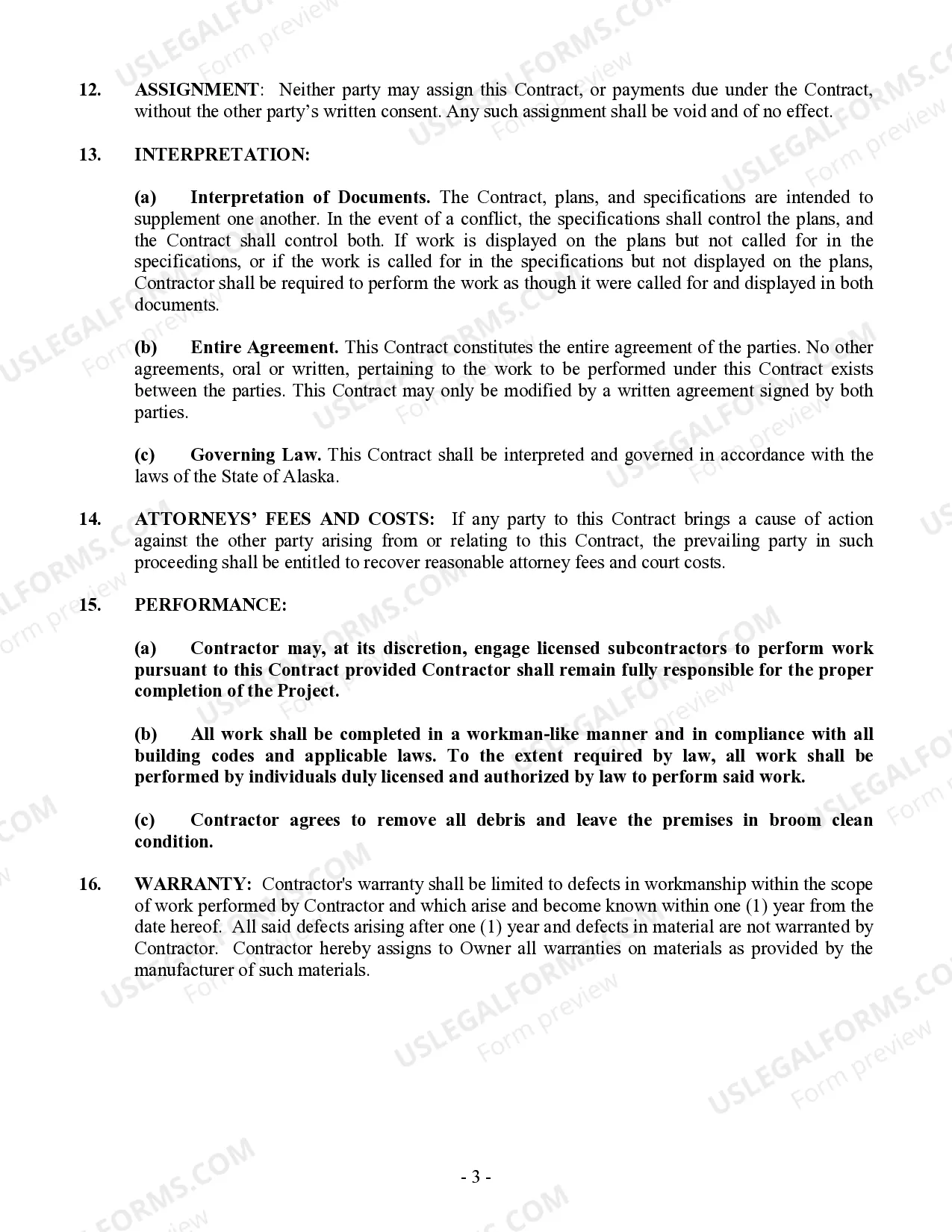 Preview Security Contract for Contractor