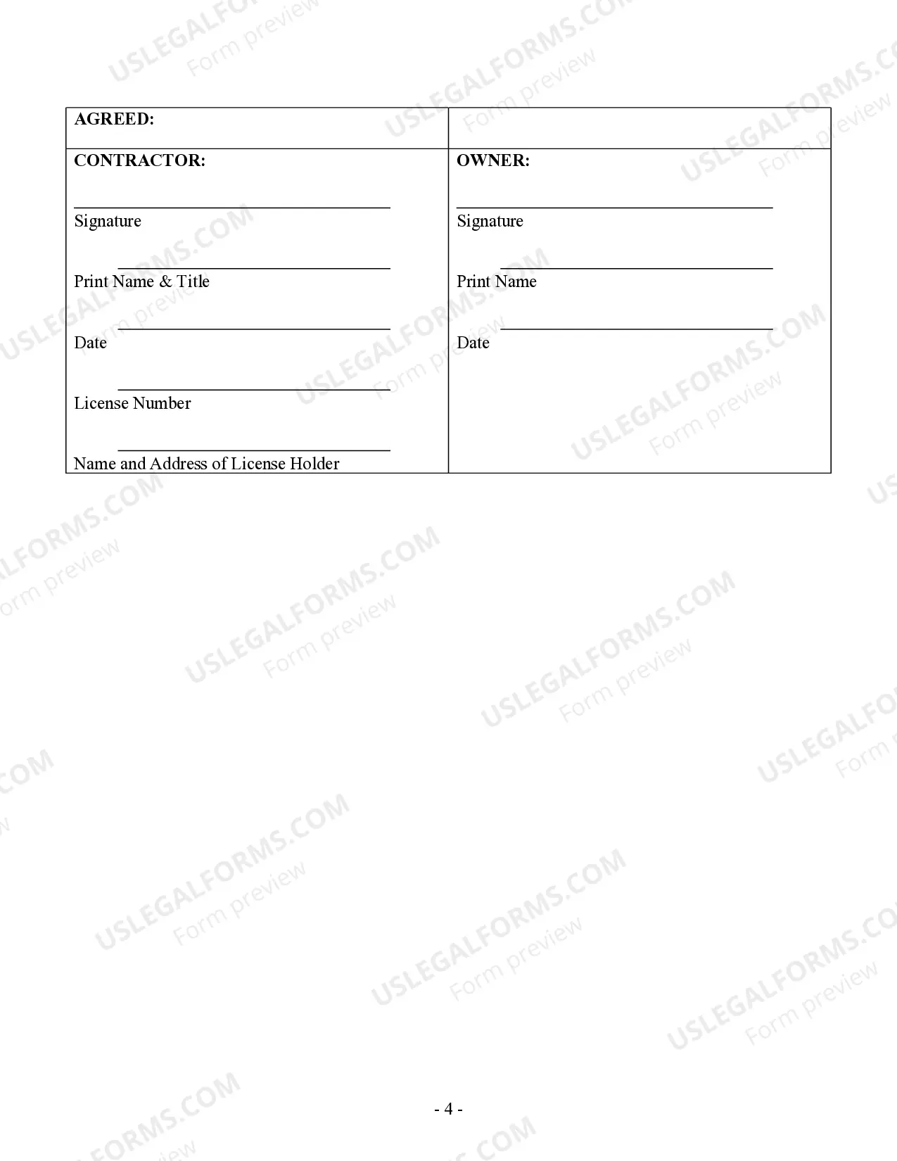 Preview Security Contract for Contractor