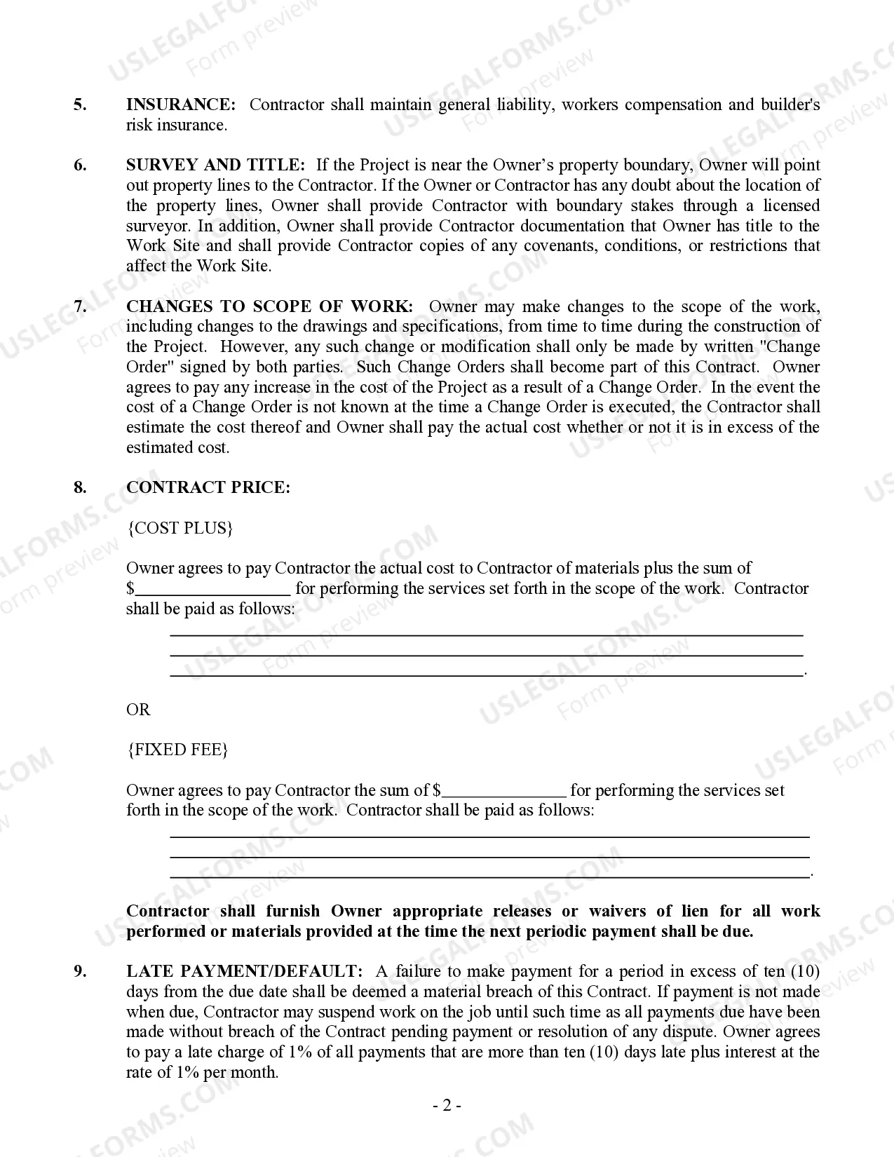 Preview Insulation Contract for Contractor