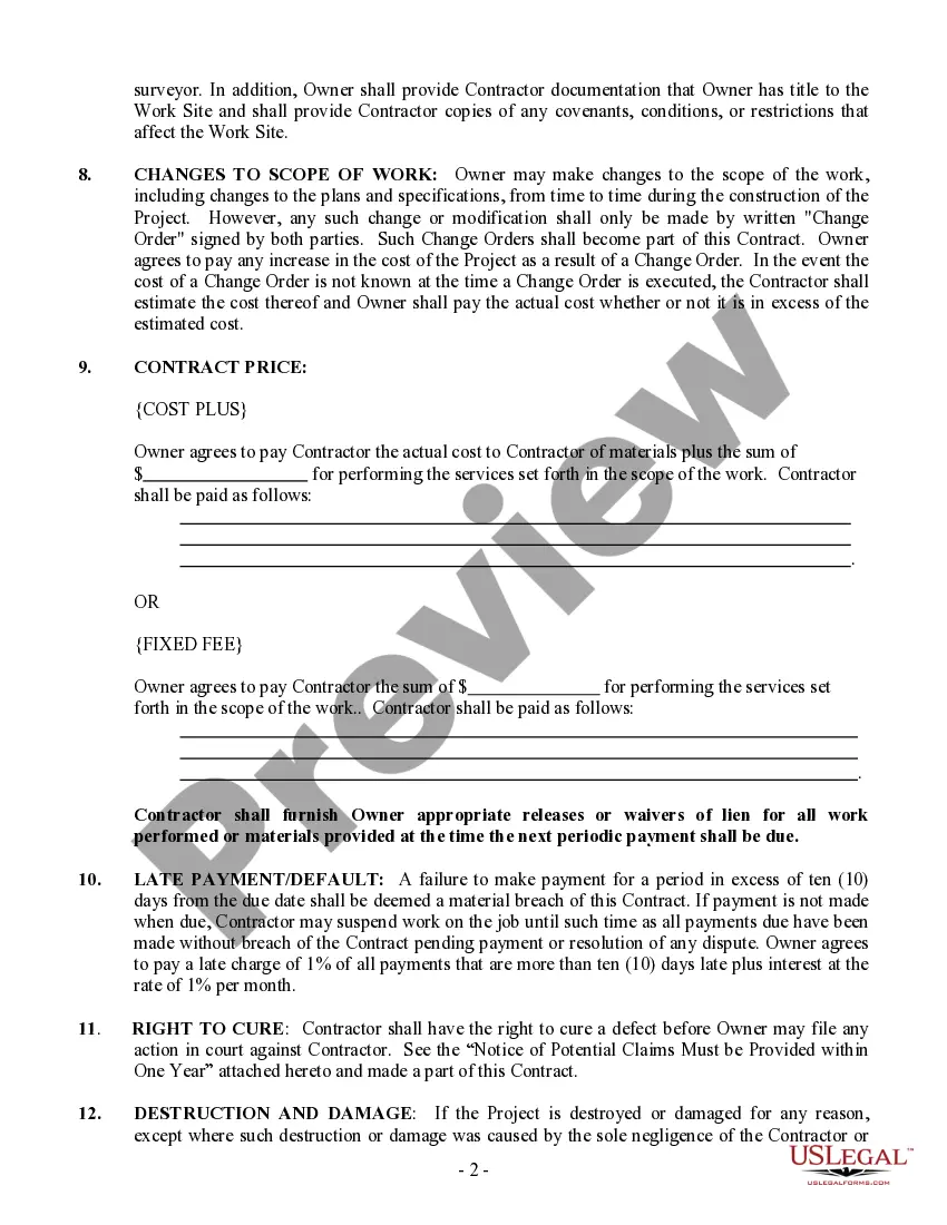 Preview Site Work Contract for Contractor