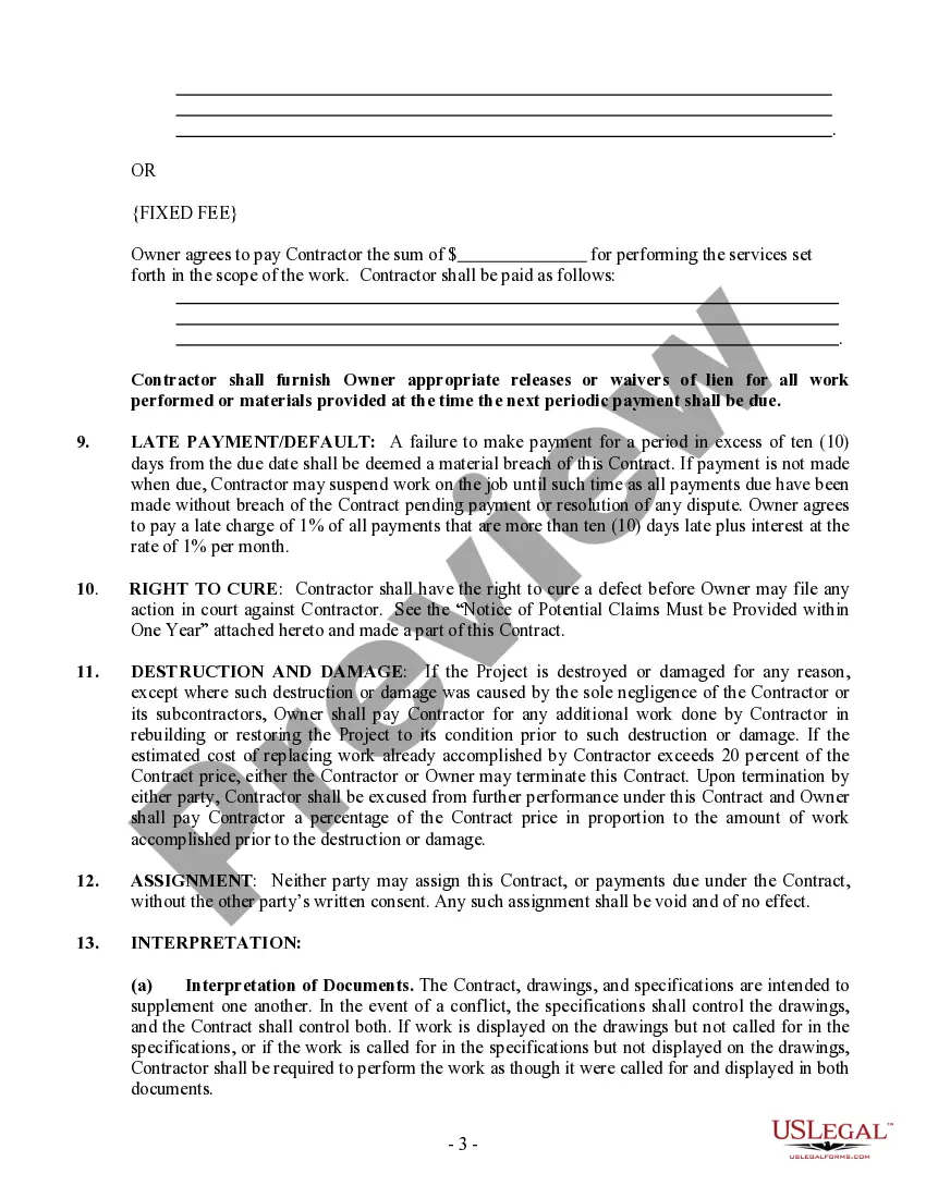 Preview Siding Contract for Contractor