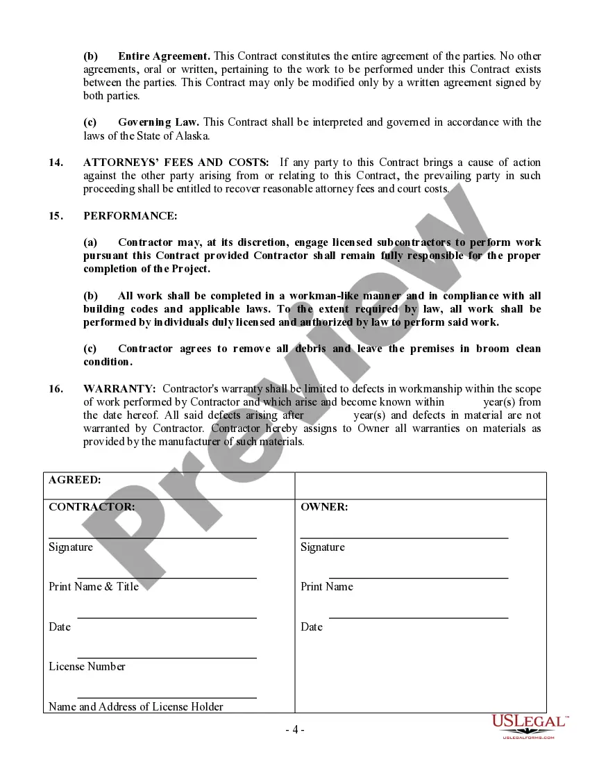 Preview Siding Contract for Contractor