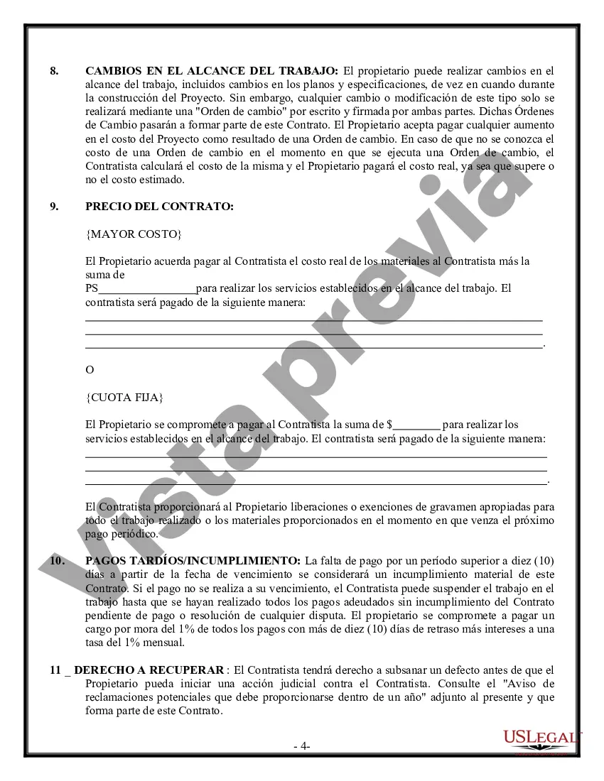 Preview Contrato de plomería para contratista