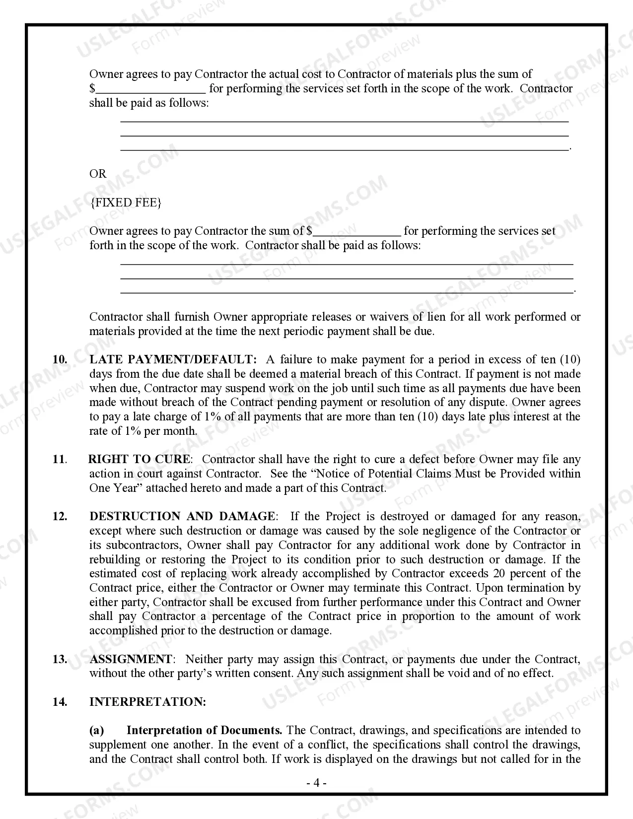 Preview Plumbing Contract for Contractor