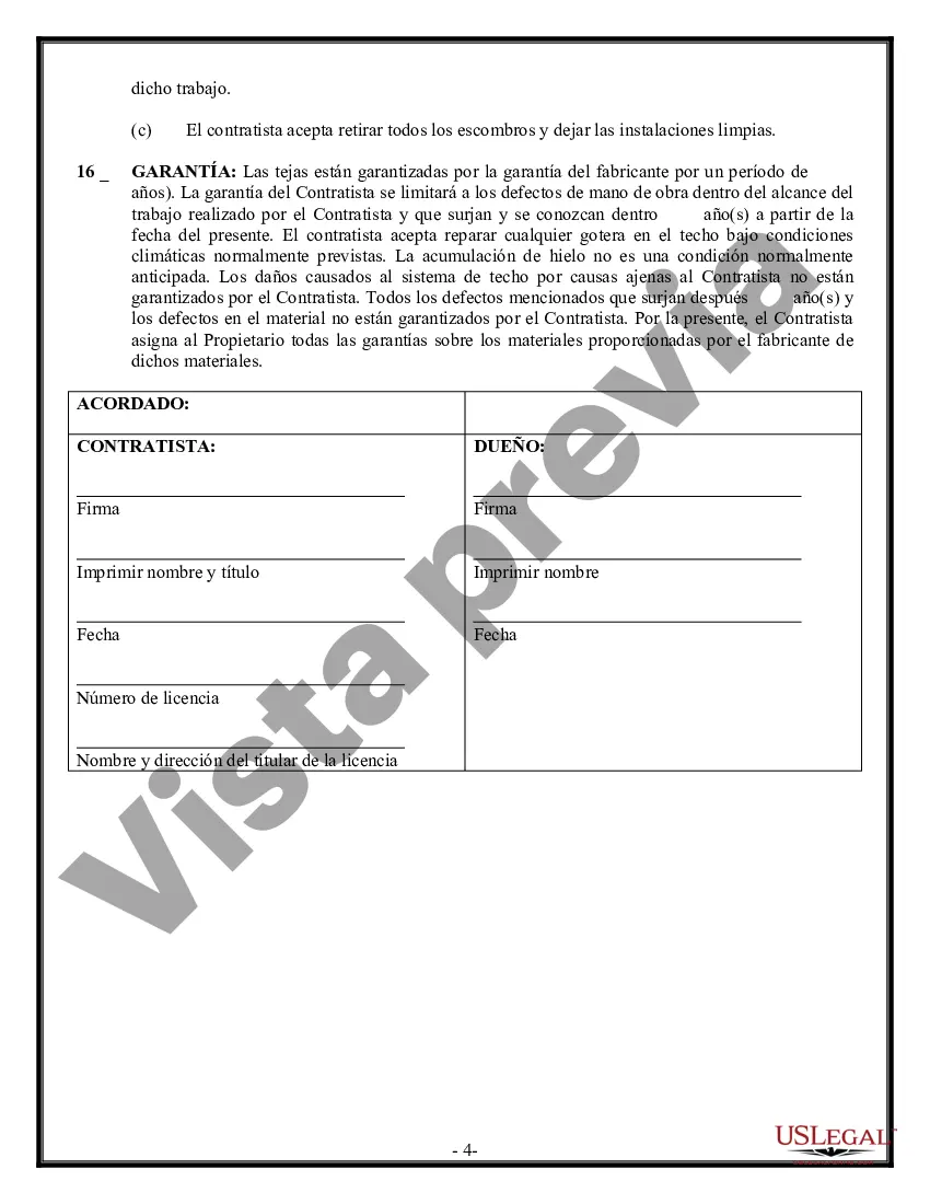 Preview Contrato de techado para contratista
