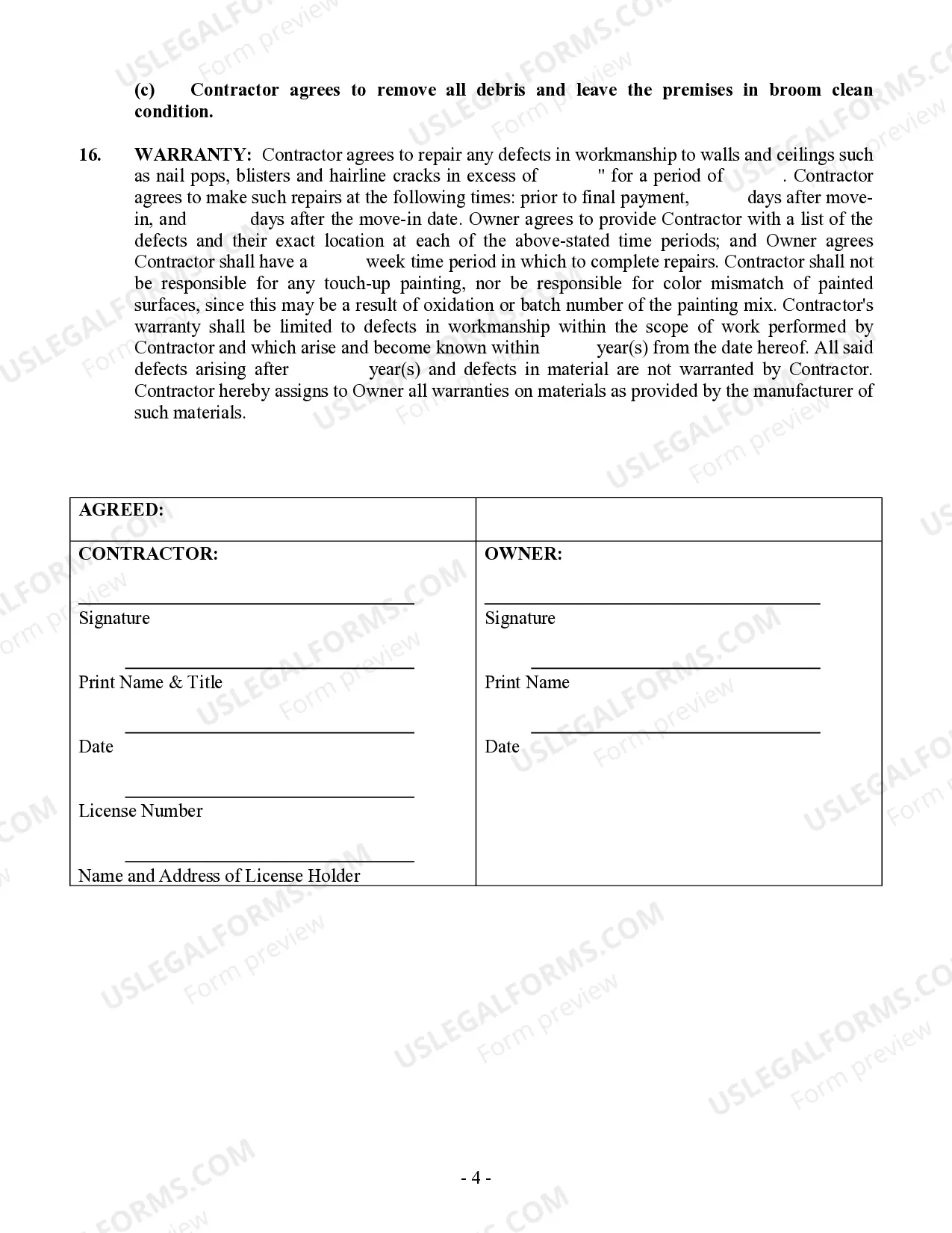 Preview Sheetrock Drywall Contract for Contractor