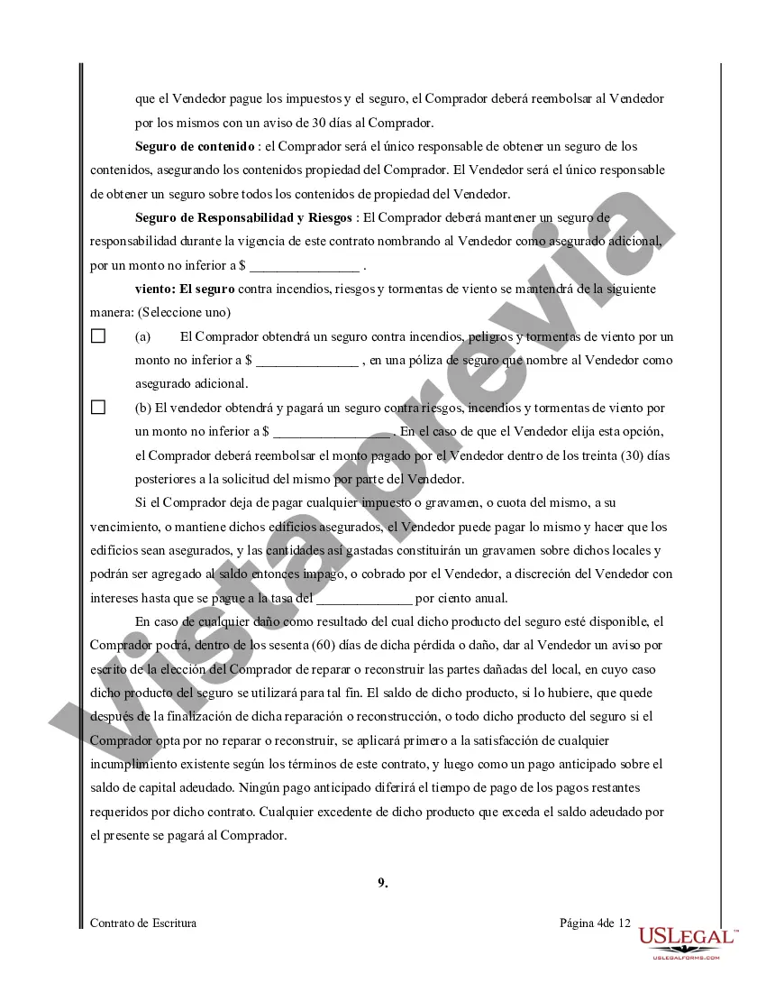 Preview Acuerdo o Contrato de Escritura de Venta y Compra de Bienes Raíces a/k/a Terreno o Contrato de Ejecución