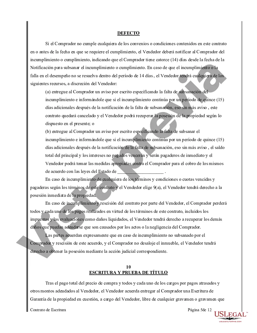 Preview Acuerdo o Contrato de Escritura de Venta y Compra de Bienes Raíces a/k/a Terreno o Contrato de Ejecución