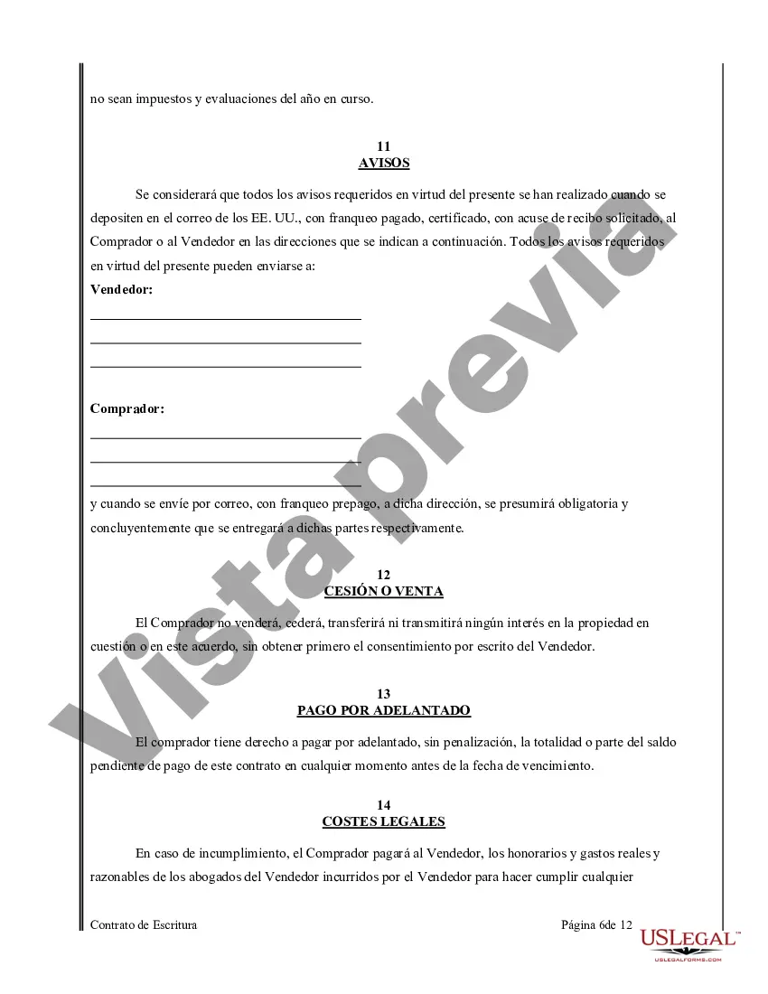 Preview Acuerdo o Contrato de Escritura de Venta y Compra de Bienes Raíces a/k/a Terreno o Contrato de Ejecución