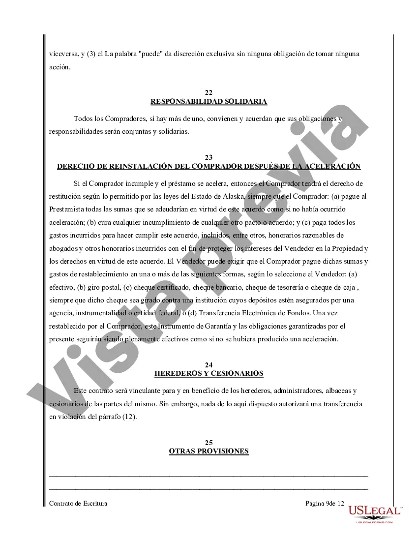 Preview Acuerdo o Contrato de Escritura de Venta y Compra de Bienes Raíces a/k/a Terreno o Contrato de Ejecución