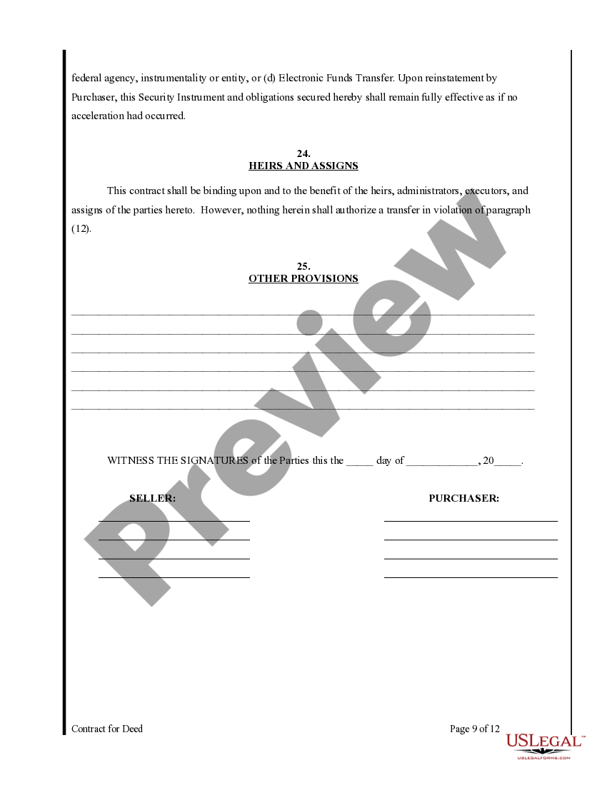 Alaska Agreement or Contract for Deed for Sale and Purchase of Real
