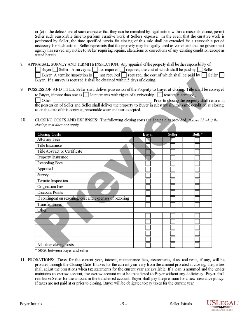Preview Contract for Sale and Purchase of Real Estate with No Broker for Residential Home Sale Agreement