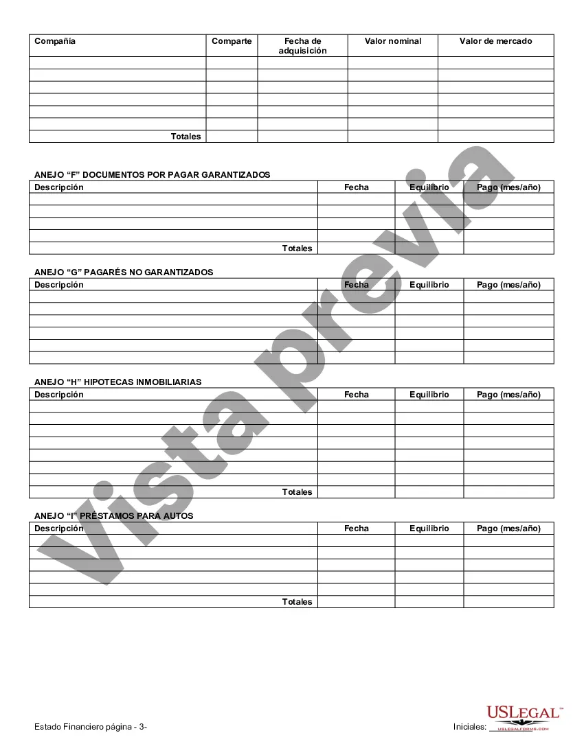 Preview Estados financieros solo en relación con el acuerdo prematrimonial prenupcial