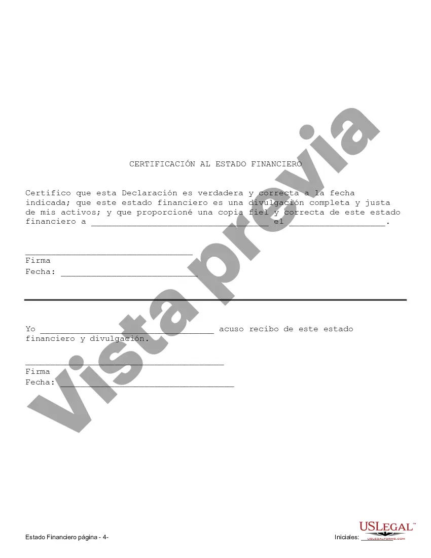Preview Estados financieros solo en relación con el acuerdo prematrimonial prenupcial