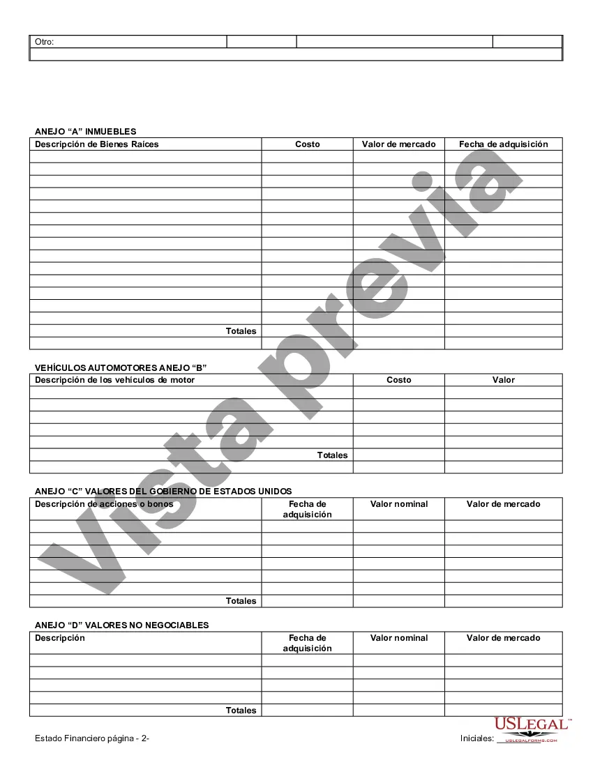 Preview Estados financieros solo en relación con el acuerdo prematrimonial prenupcial